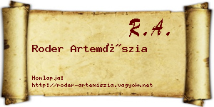 Roder Artemíszia névjegykártya